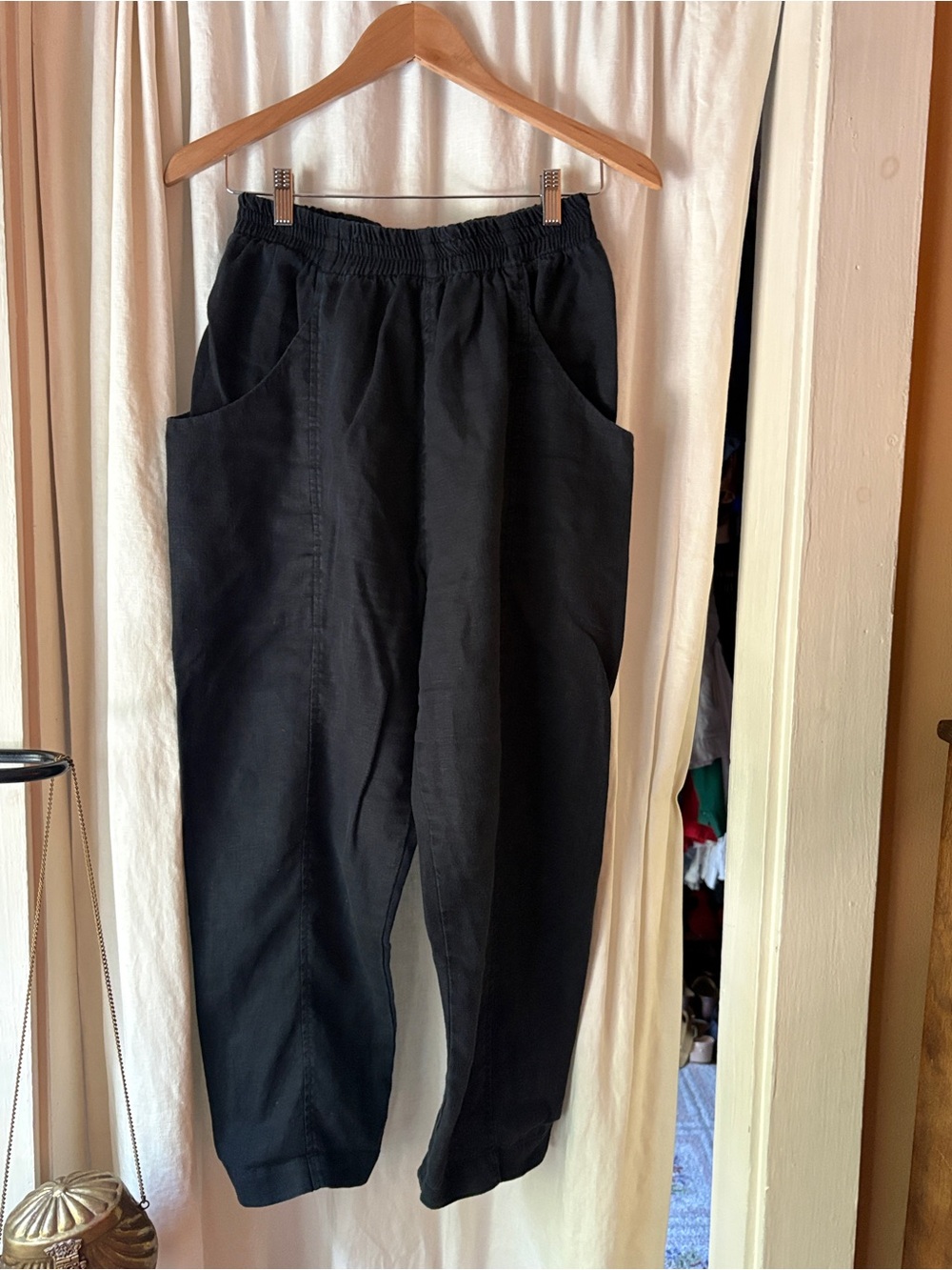 Elizabeth Suzann Clyde Work Pant in Black Linen Size M